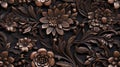 Pattern of flower carved on wood background Royalty Free Stock Photo