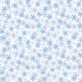 Monochrome Blue Tiny Daisy Flower With White Color Background, Seamless Pattern Royalty Free Stock Photo