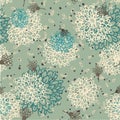 Pattern with flowers on color celadon. Hand drawn Royalty Free Stock Photo