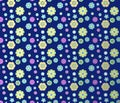 Retro  flowers over bluish background Royalty Free Stock Photo