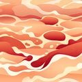 Pattern with fluid landscapes and melting pots in red and beige (tiled)