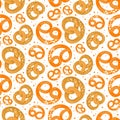 Pattern in the form of Bavarian pretzels on a white background. Pastries, sweets, snacks for Oktoberfest. Vector a