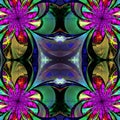Pattern From Fractal Flowers. Purple, Green And Brown Palette. F