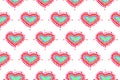 Pattern of freehand sketch shape heart, colorful red green blue yeloow orange color design elements isolated on white background, Royalty Free Stock Photo