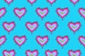 Pattern of freehand sketch shape heart, colorful red pink blue orange color design elements isolated on light blue background, Royalty Free Stock Photo