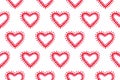 Pattern of freehand sketch shape heart, colorful red pink color design elements isolated on white background, symbol love Royalty Free Stock Photo