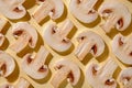 Pattern with fresh mushrooms on a yellow background Royalty Free Stock Photo