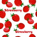 Fresh strawberries. Vector and illustration. Pattern on a white background