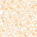 Pattern with fried fish Royalty Free Stock Photo