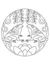 Pattern with frog. Illustration with a frogs. Mandala with an animal. Frog in a circular frame