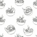 Pattern of Fruit Bowls for Coloring or Design Royalty Free Stock Photo