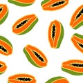 Pattern fruit papaya flat design illustration background Royalty Free Stock Photo