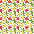 Pattern with fruits - pears and apples. Vector.