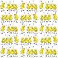 Pattern of funny chickens singing