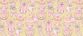 Pattern with FUNNY PIGS. A set of pigs engaged in sports Royalty Free Stock Photo