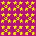 Pattern of funny stars on a colored background