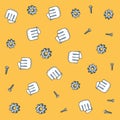 pattern of gears with hands fist