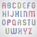 Pattern glamorous colorful ornamental font, upper case letters.