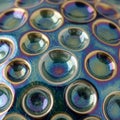 A pattern of glass like spherical forms exhibits a striking iridescent effect Royalty Free Stock Photo