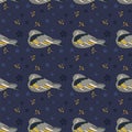 Pattern with goatsucker, nighthawk bird Royalty Free Stock Photo