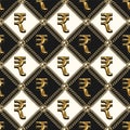 pattern with gold rupee sign, chains, beads