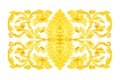 Pattern of gold Stucco flower carved on white background