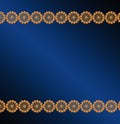 Pattern from golden laces on dark blue background. Stylish patterned wallpaper Royalty Free Stock Photo