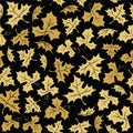 Hand drawn seamless vector pattern with gold pumpkin leaves Royalty Free Stock Photo