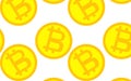 Pattern of golden yellow coins bitcoin, technology blockchein, the concept of crypto currency.