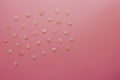 Pattern of grains of oats on a pink background.