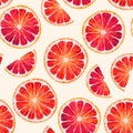 Pattern with grapefruit slices whole and half