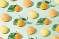 Pattern of grapefruits and oranges. Citruses in art. Conceptual setting for summer