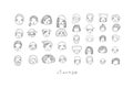 Pattern with graphical faces. Vector illustration. Set of people icons Royalty Free Stock Photo
