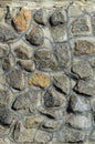 Pattern gray color of modern style design decorative uneven cracked real stone wall surface with cemen Royalty Free Stock Photo