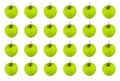 Pattern green apple juicy ripe fruit endless row on a white background, symmetrical light base
