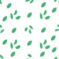 Pattern of green leaves on white background for use in web design