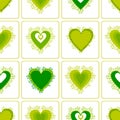 Pattern with green spring Hearts, .