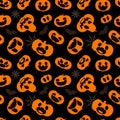 Pattern for Halloween. Seamless pattern with pumpkins, bats