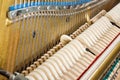 Pattern of hammers and strings inside piano