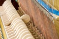 Pattern of hammers and strings inside piano Royalty Free Stock Photo