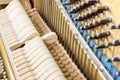 Pattern of hammers and strings inside piano Royalty Free Stock Photo