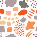 Pattern with hand drawn brigh colors sketch shapes