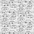 Pattern With Hand Drawn Doodle Cars Background.