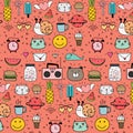 Pattern with hand drawn doodle lovely background. Doodle funny. Royalty Free Stock Photo