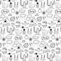 Pattern With Hand Drawn Doodle Lovely Party Background. Doodle Funny. Royalty Free Stock Photo