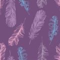 Pattern with hand drawn feathers Royalty Free Stock Photo