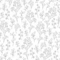 Vector seamless pattern with hand drawn wild flowers Royalty Free Stock Photo