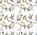 Pattern - Hand painted watercolor pattern wild duck and hunting