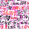 Pattern with hand painted words love Royalty Free Stock Photo