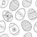 Pattern with handdrawn easter eggs